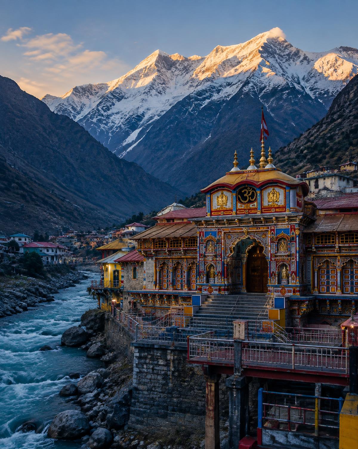 Badrinath beside the Alaknanda — Char Dham